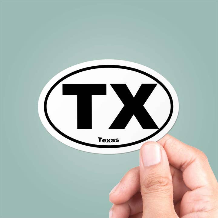 Decalque Vinil Adesivo Oval Texas TX State por atacado de CJ's Sticker Shop