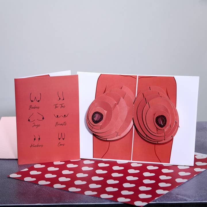 Dirty Pop Cards - Wholesale Everyday Greeting Card - Naughty Knockers Funny 3D Pop-Up Brown Boobs Card