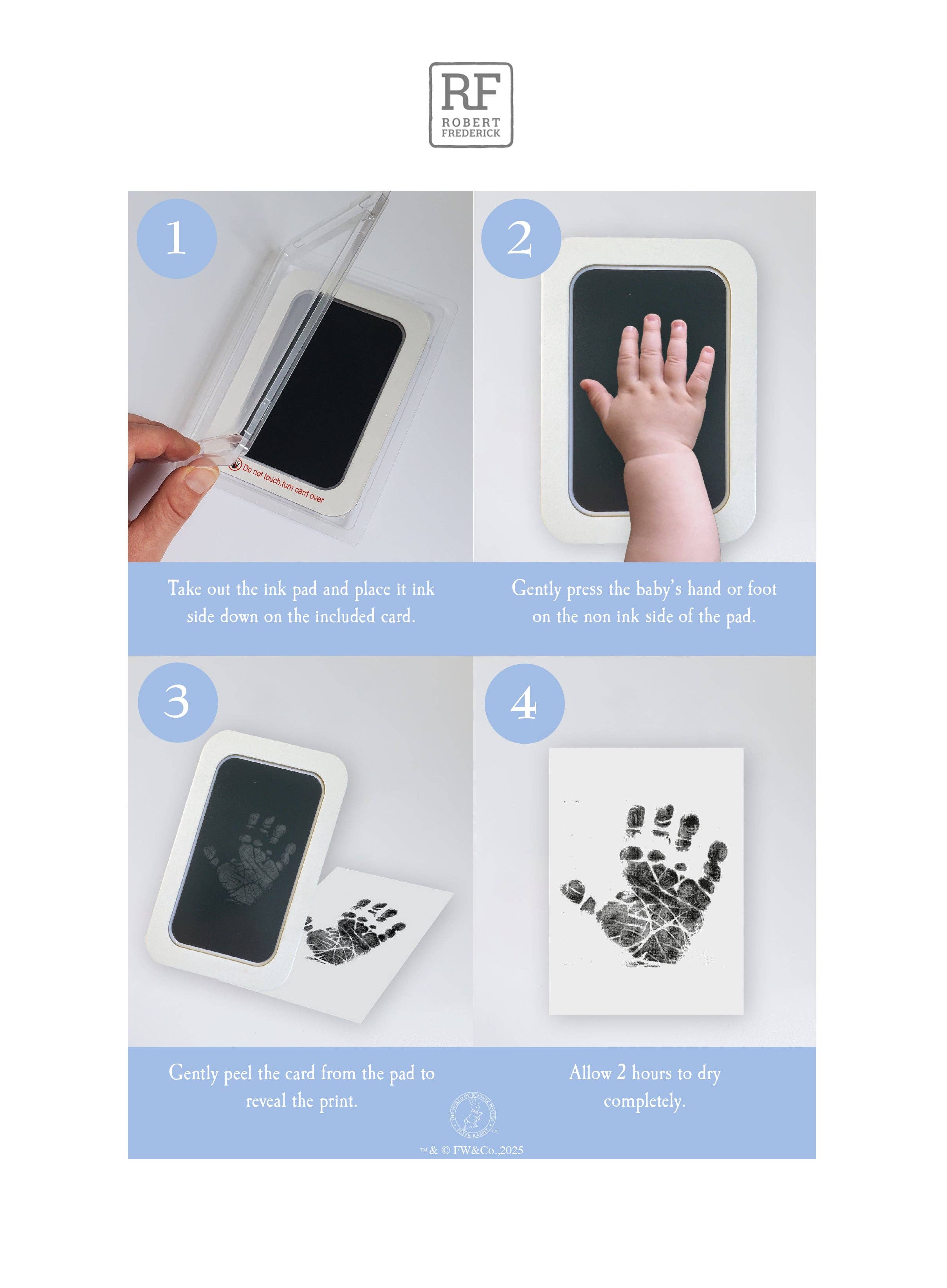 Robert Frederick Ltd – wholesale Hand & footprint kit – Child & baby – Peter Rabbit Hand & Foot Print Kit – Baby Keepsake Frame2