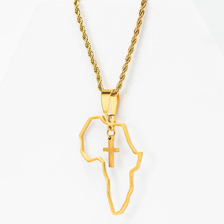 Adé & Grace - Wholesale Pendant/Charm Necklace - "Africa X Cross" Necklace6