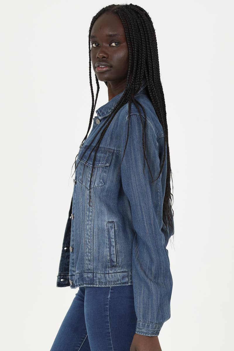 ANGIE - Wholesale Denim Jacket - Women's - SJ919-ASIS WASHED DENIM TENCEL BUTTON FRONT JACKET37