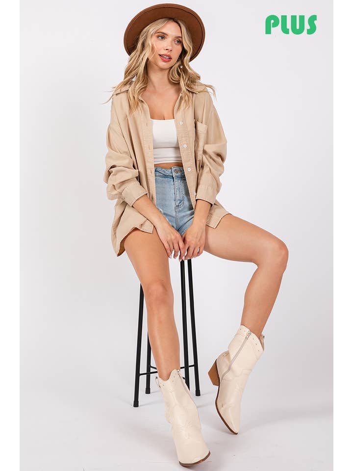 ZiA Apparel – Engroshandel Skjorte med buttondown – til kvinder – V-UDSKÆRING REVERSKRAVE PLUS SIZE SKJORTE