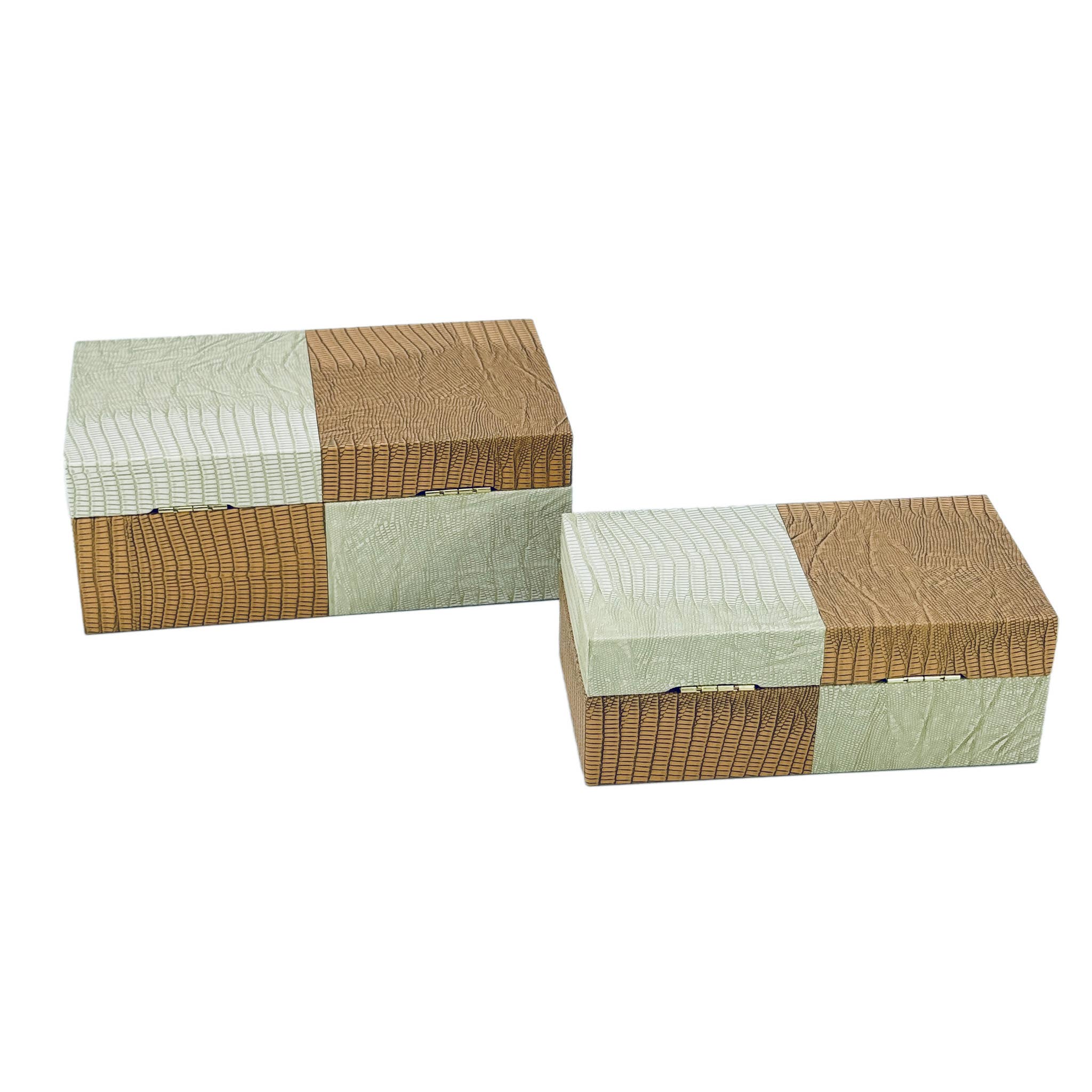 Galt International Company - Vente Boîtes décoratives - Coffret décoratif bicolore en cuir végétalien25