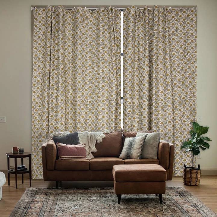 Blockprint Viskose Farvet Linned Ringgardin - Khubsurat for engroshandel hos Fabdivine