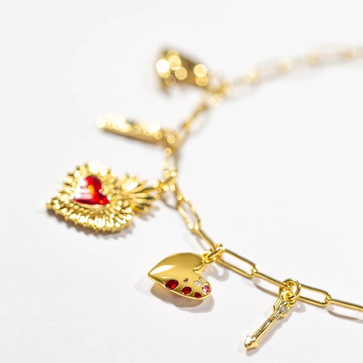 Fortune & Frame – Großhandel Armband mit Charms/Anhängern – Herz Phasen Bettelarmband - Gold