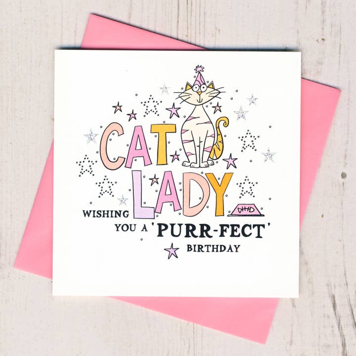 Cat Lady Birthday Card for wholesale by Eggbert & Daisy