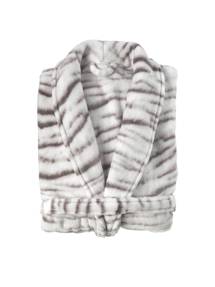 Heckettlane – Großhandel Bademantel – Unisex – Siberian White Tiger Bademantel Lang M Grau