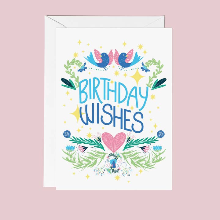 Cartão Folksy de Desejos de Aniversário | Cartão Floral | Seu Aniversário por atacado de Fawn & Thistle Ltd (US Duties Paid)