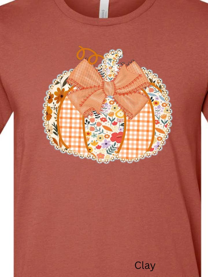 Kiki's Boutique - Wholesale Screen Printed T-Shirt - Women's - Ditsy Flower Pumpkin Tee2