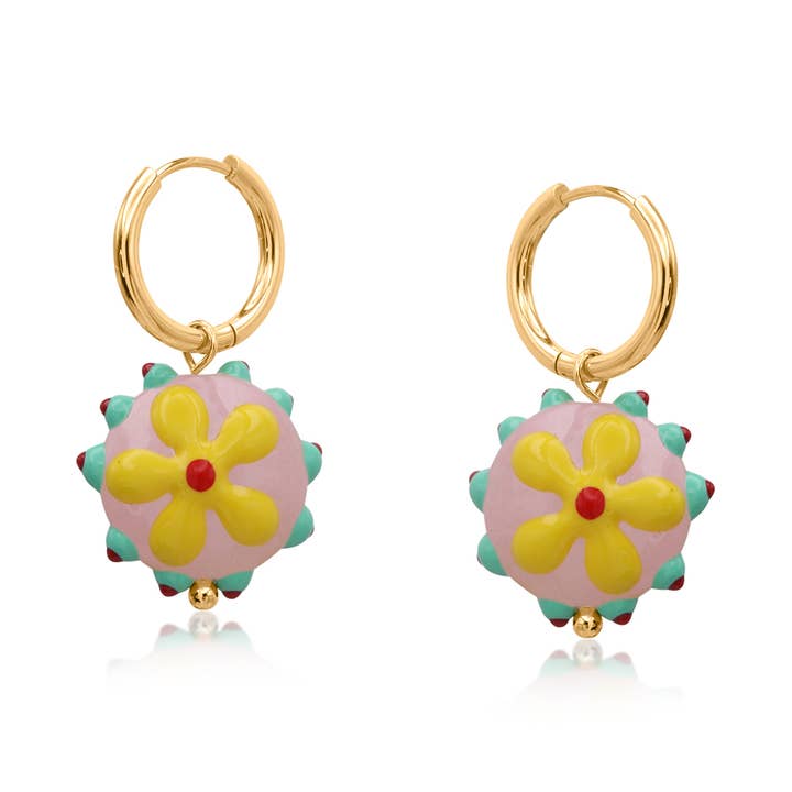 Brincos com pendente floral Santa Fe por atacado de Big Metal London