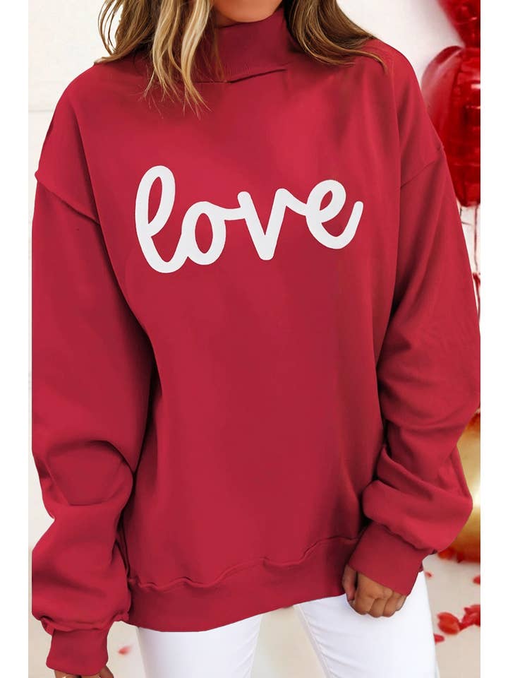 Rouge Racing Sweat-shirt à col montant réversible en forme de cœur de la Saint-Valentin LDC en vente sur Faire1