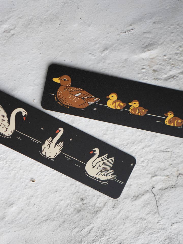 Night Swimming Bookmark | Double Sided Swan Duck Bookmark for wholesale by Stay Home Club