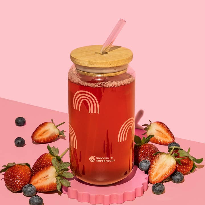 Rainbow Glass Tumbler for wholesale by Unicorn Superfoods