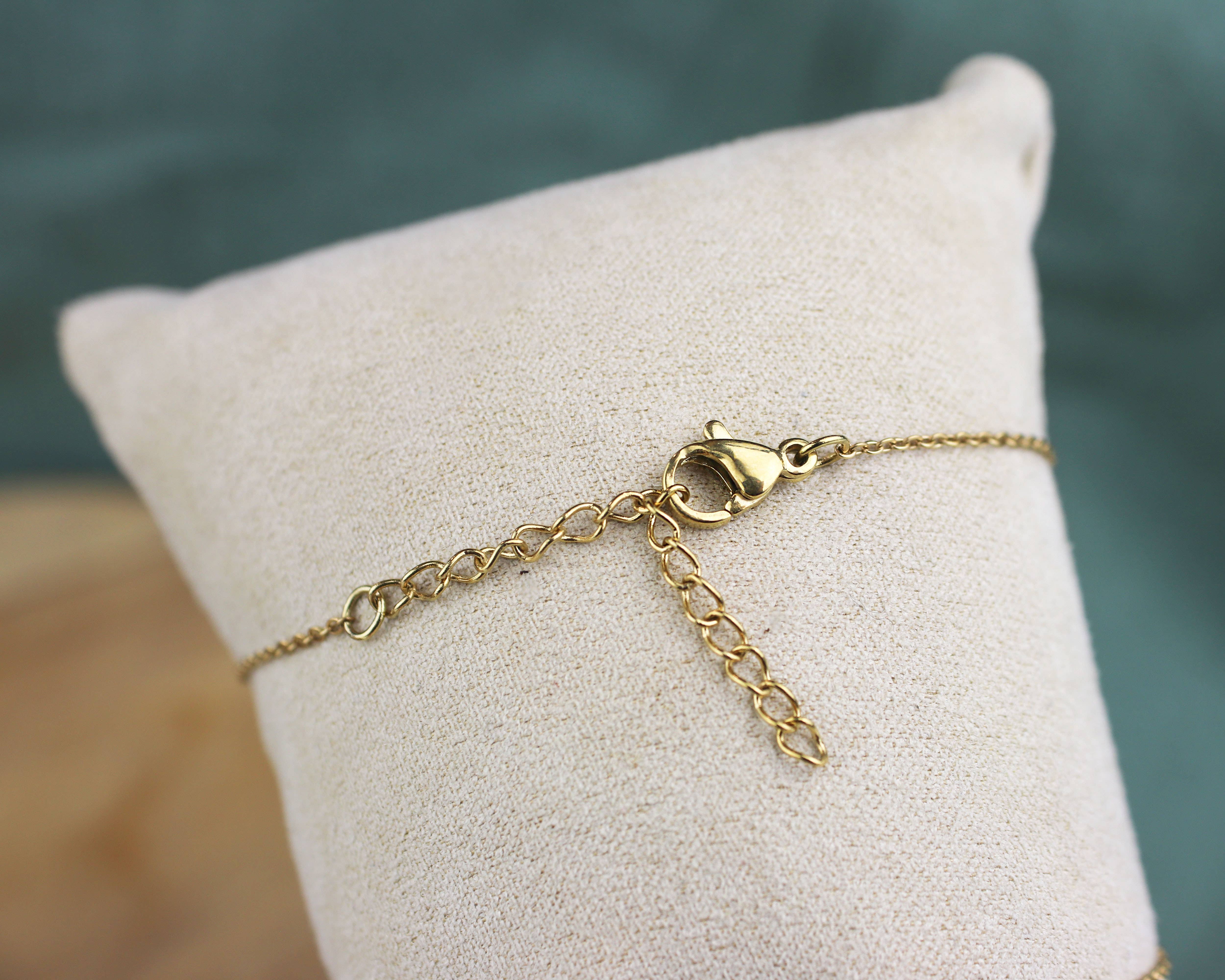 Minalis - Vendita all'ingrosso Bracciale con perline - Bracciale sottile con pietre naturali in acciaio inox dorato3