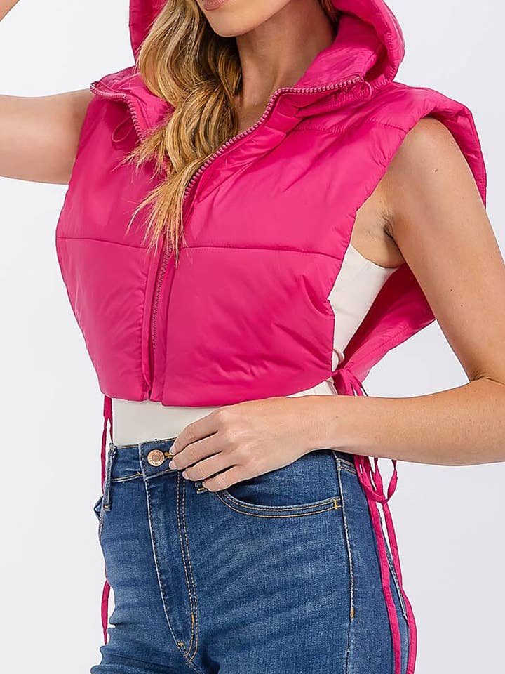 CHALECO ACOLCHADO SIN MANGAS CON CAPUCHA Y CREMALLERA DELANTERA para venta al por mayor de ROUSSEAU