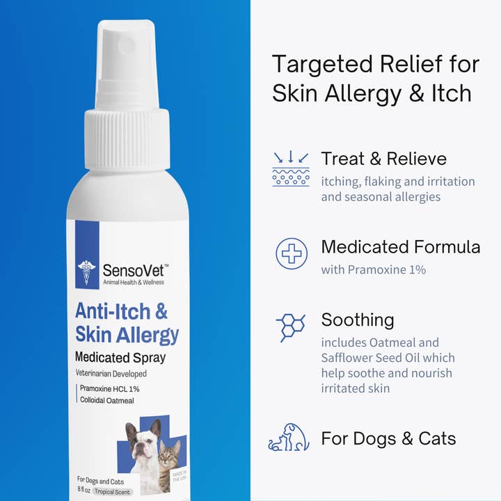 SensoVet - Wholesale Pet Spray - Cat/Dog - Pramoxine Anti Itch & Allergy Spray for Dogs & Cats - 8oz1