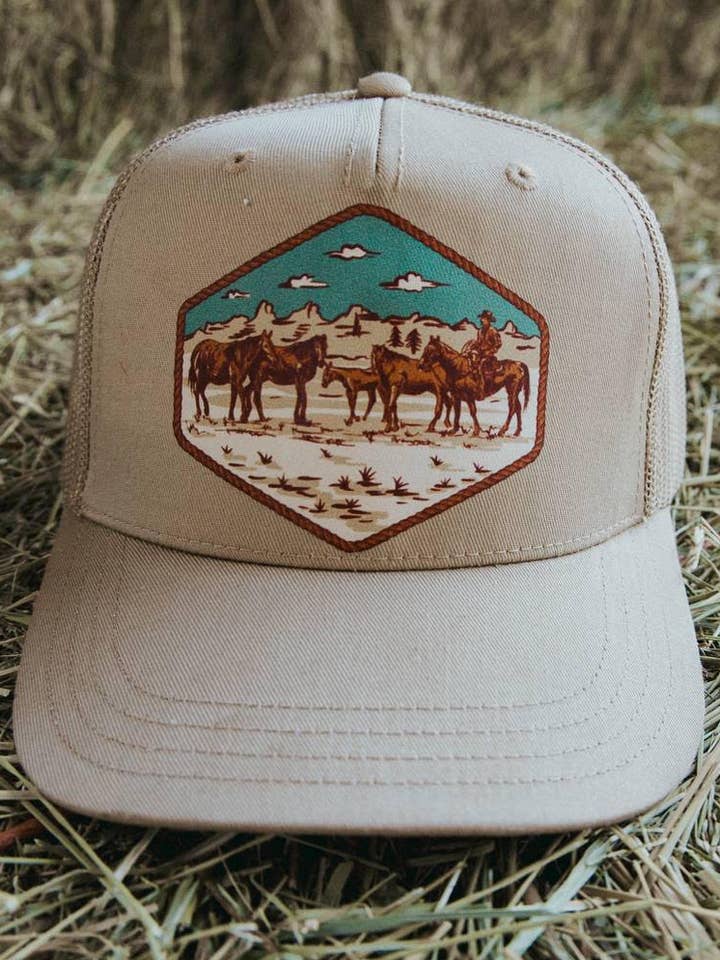 Tan Horse Kids Trucker Hat for wholesale by Brim + Band
