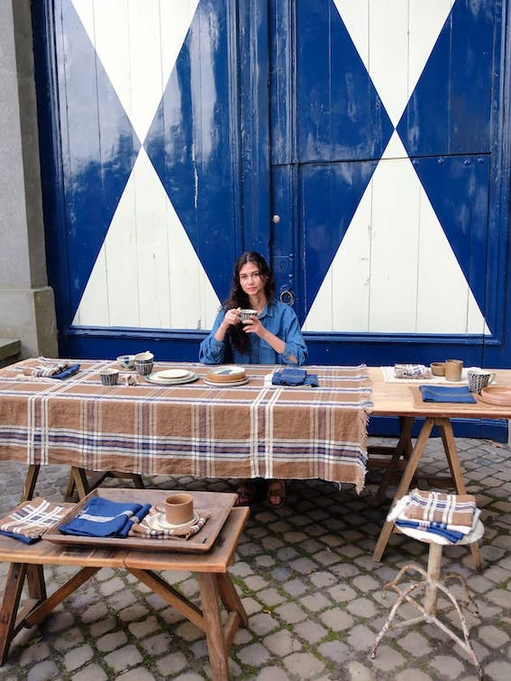 Batsi Pièce de lin 140x180cm Check for wholesale by Libeco Home