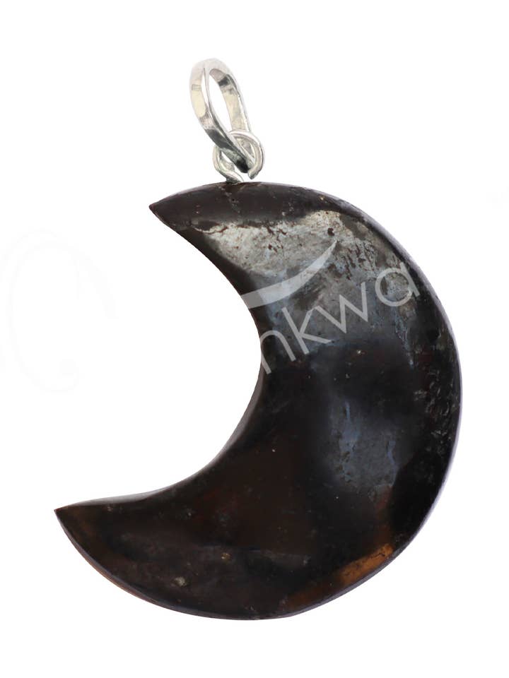 (PC)PENDANT - MOON TOURMALINE, BLACK 1.5" for wholesale by Oceanic Linkways Inc
