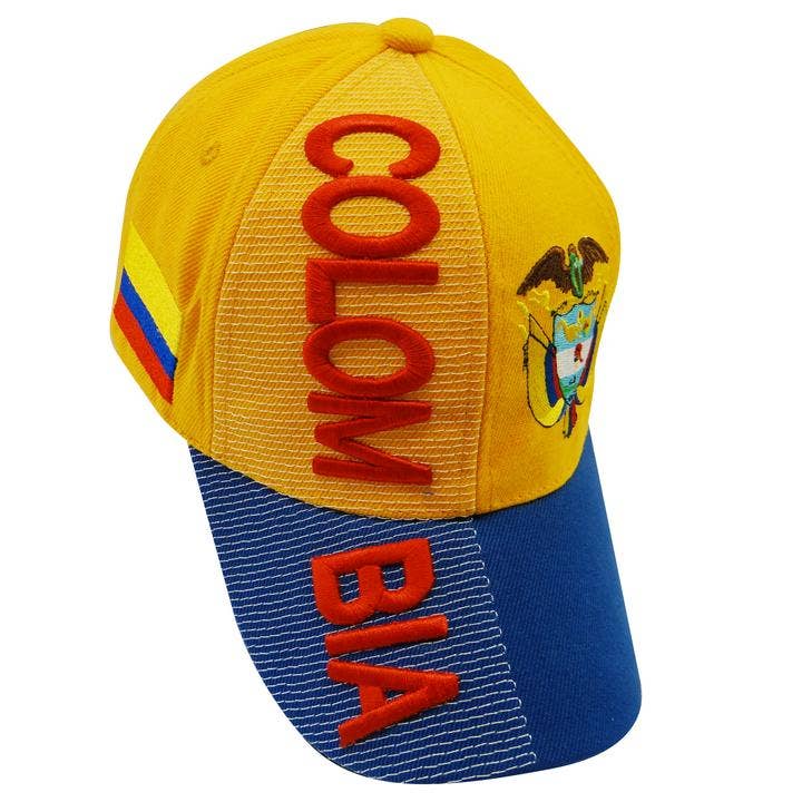 Columbian flag broderet 3D mænd kvinder baseball snapback for engroshandel hos Worldwide Souvenir Mart