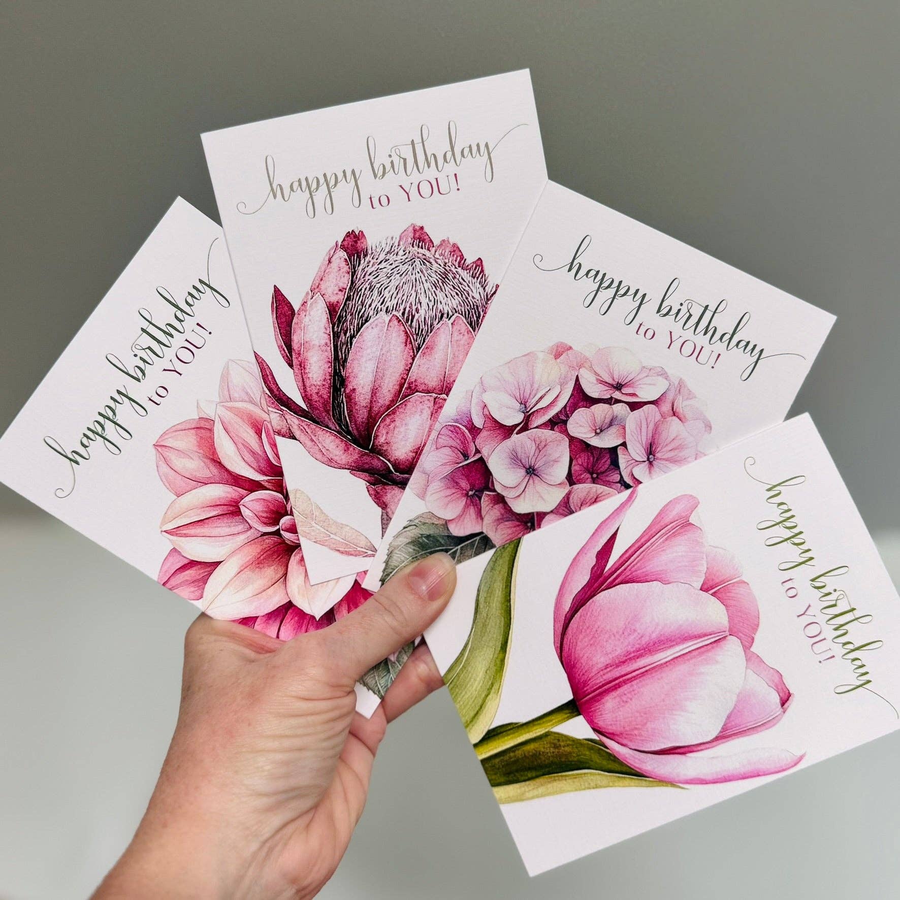 Scattered Seed Co - Wholesale Birthday card - Blush Florals Happy Birthday greeting cards - 4 designs2