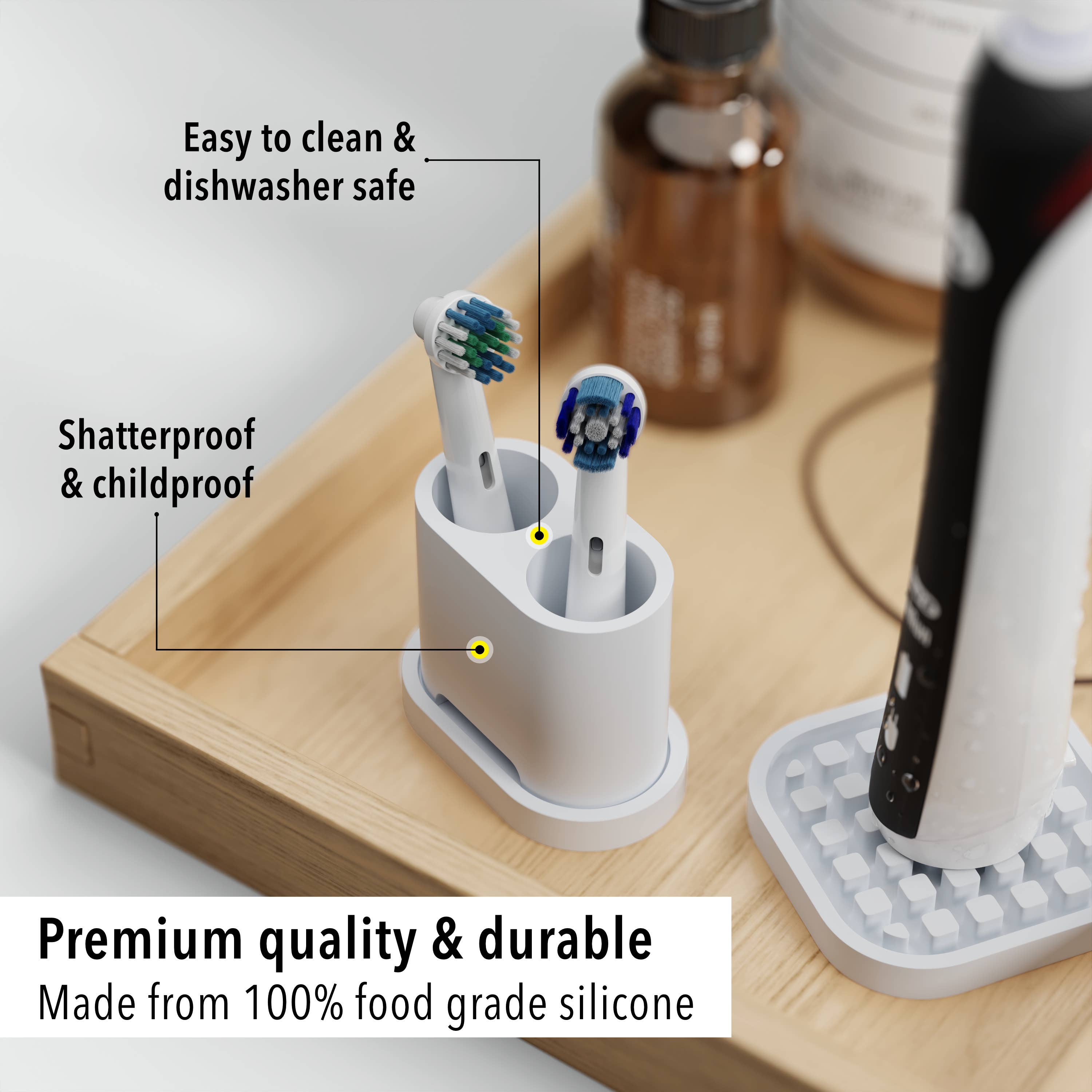 Qikfresh - Wholesale Toothbrush Holder - Toothbrush & clip-on brush holders (set of 2)6