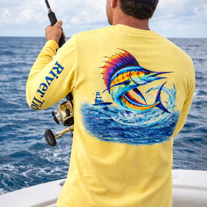 Reel Tight Marlin Long Sleeve Performance Shirt for wholesale by River Tide Apparel