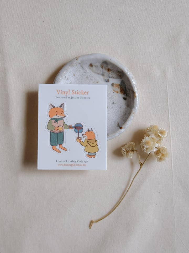 Cocoa Fox Matte Vinyl Sticker for wholesale by Justine Gilbuena