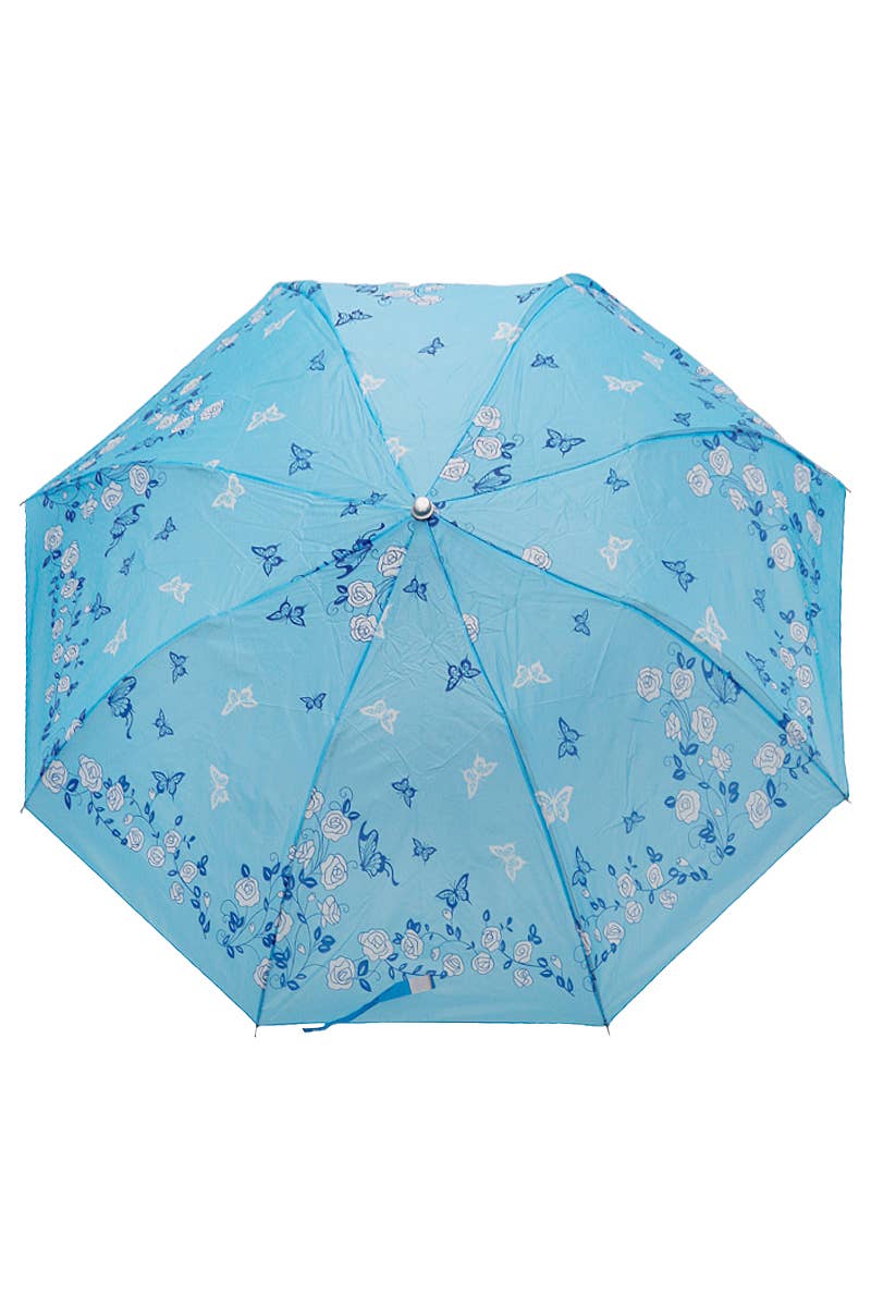 Cap Zone - Wholesale Umbrella - Women's - Floral Butterfly 8-Panel Bi-Fold Manual Umbrella7