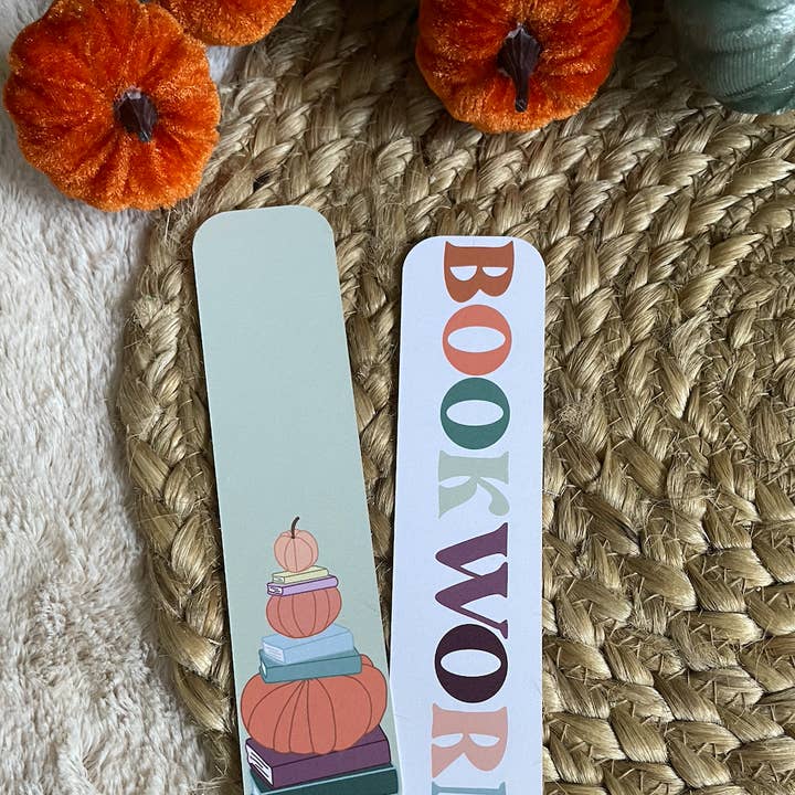 Fall Pumpkin Bookmark Set | Bookworm Bookmark | Set of 2 for wholesale by ECLetters