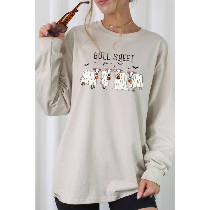 COLORBEAR - Wholesale Graphic Sweatshirt - Women's - BULL SHEET,HALLOWEEN,GHOST COWS UNISEX RIB CUFFS LONG7