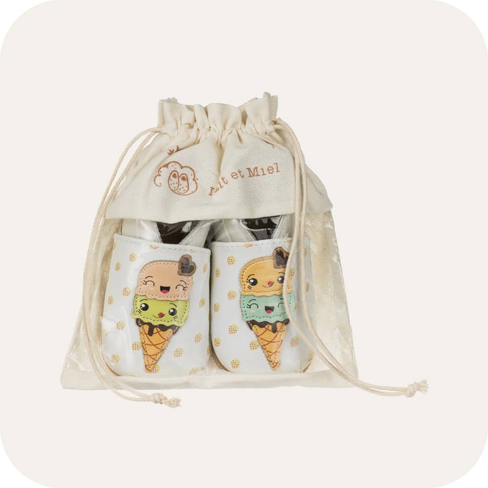 LAIT ET MIEL - Vendita all'ingrosso Pantofole - Neonati - Pantofole in pelle per bambini - Gelato3