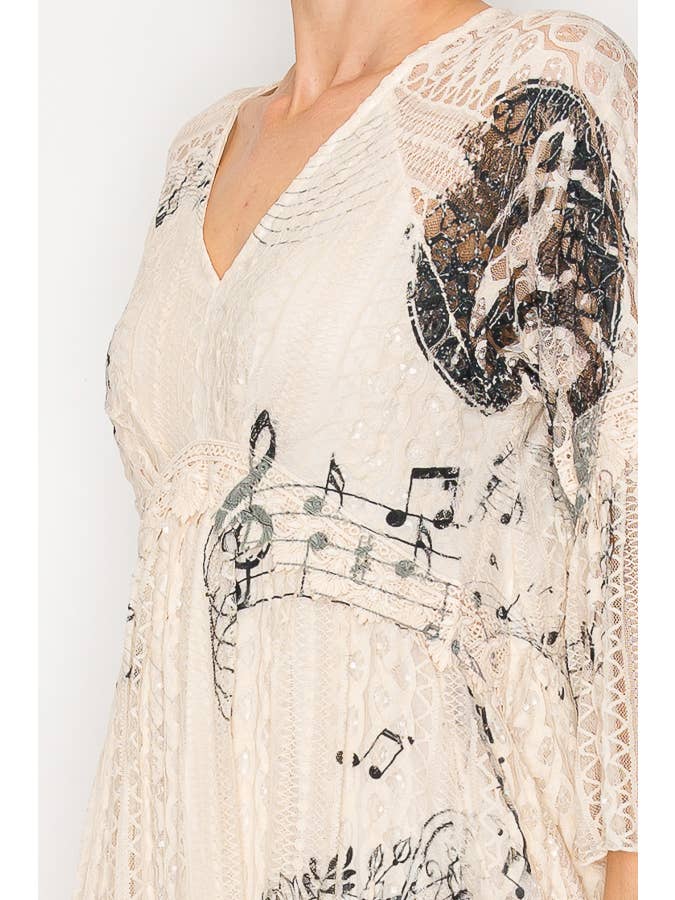 Dreamy Lined Lace Dress w/ Bell Sleeves -4810BG MS for wholesale on Faire1