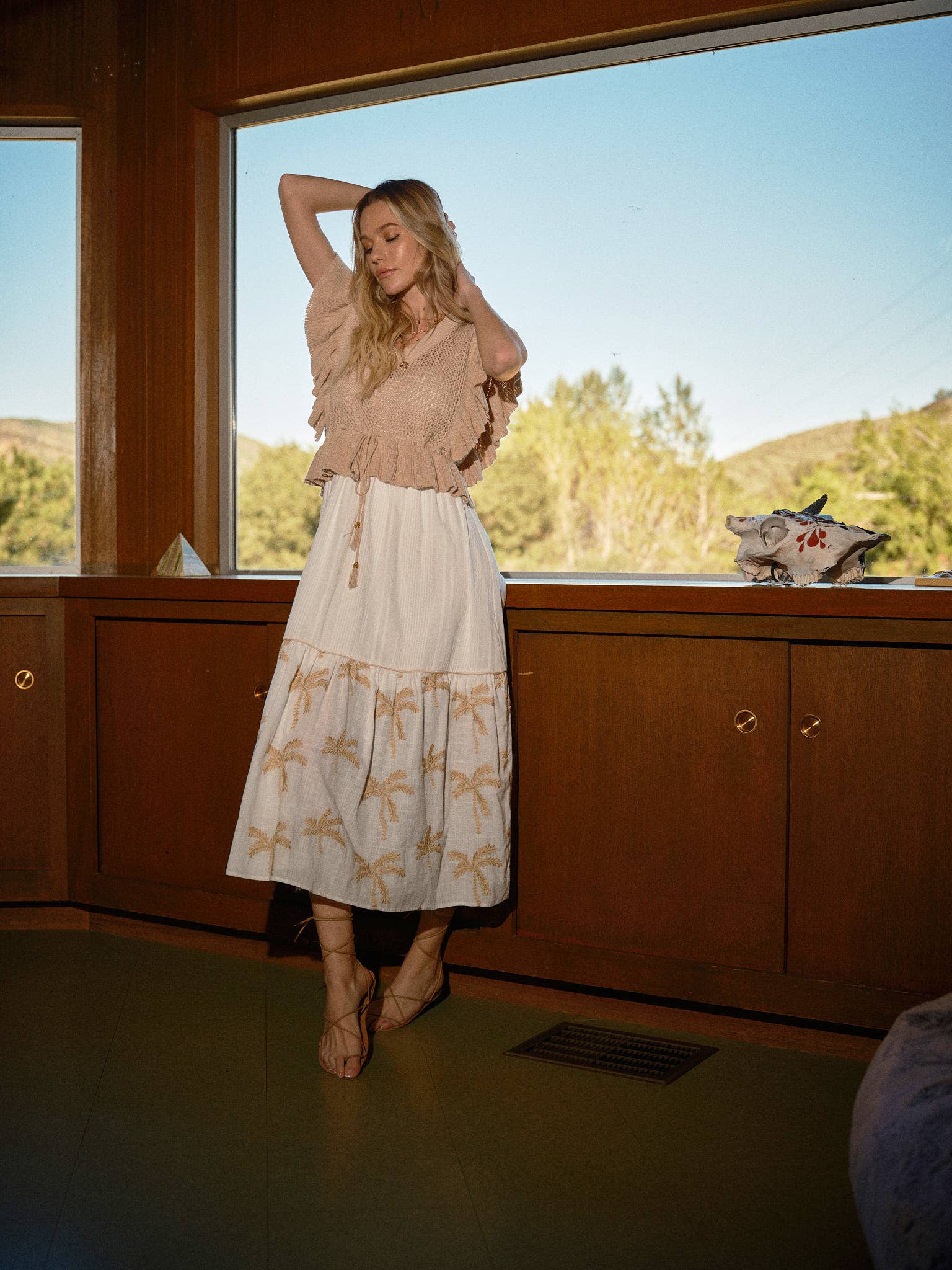 TAUPE 36828SET - Open Knit Embroidered Midi Dress Set for wholesale on Faire