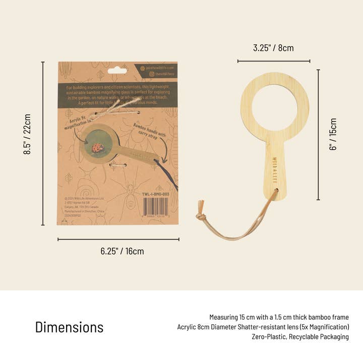 Wild Life Outdoor Adventures - Wholesale Magnifying Glass - EYE SPY Eco-Bamboo 5x Magnifying Glass