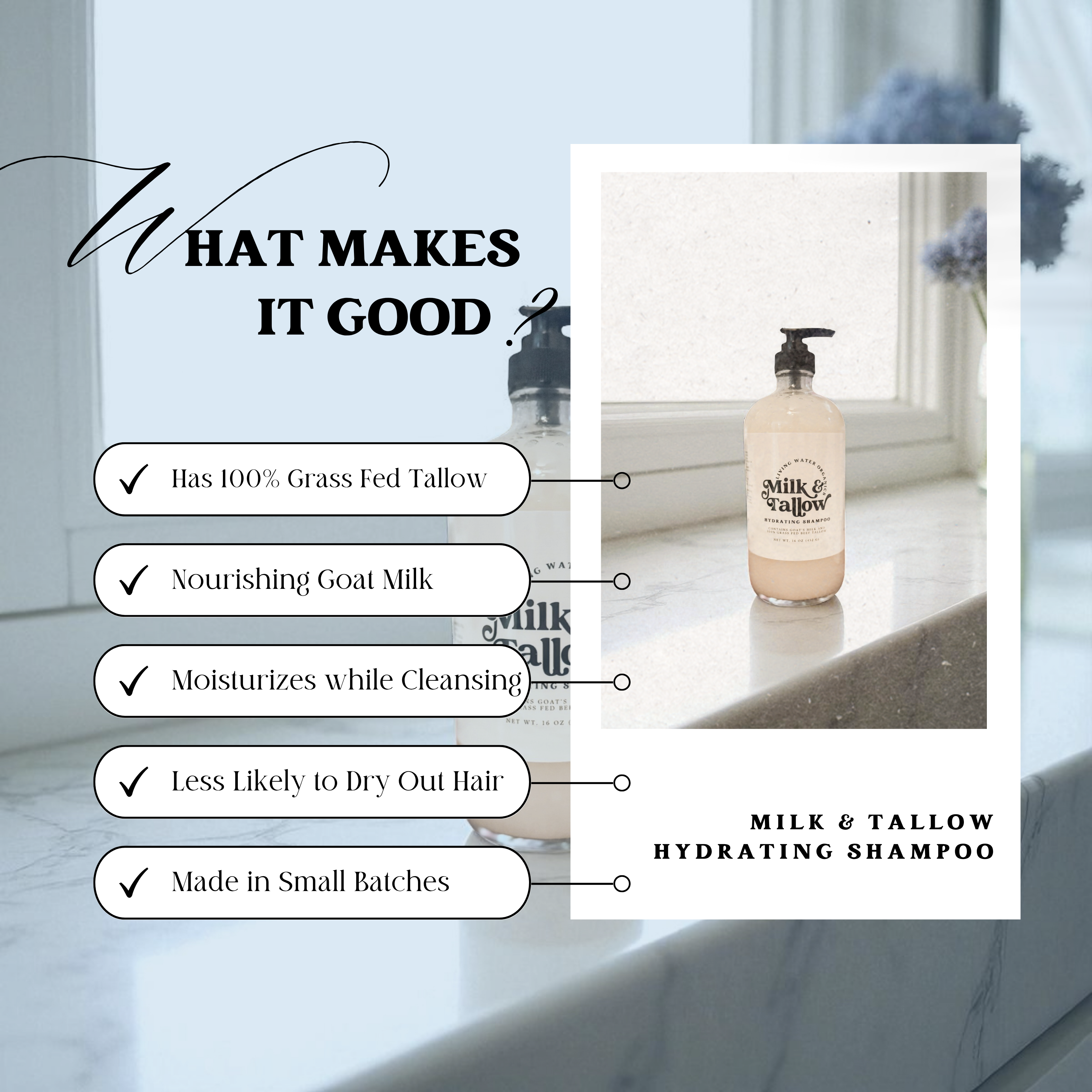 Living Water Organics - Wholesale Hair Shampoo - Goat Milk and Tallow Hydrating Shampoo3