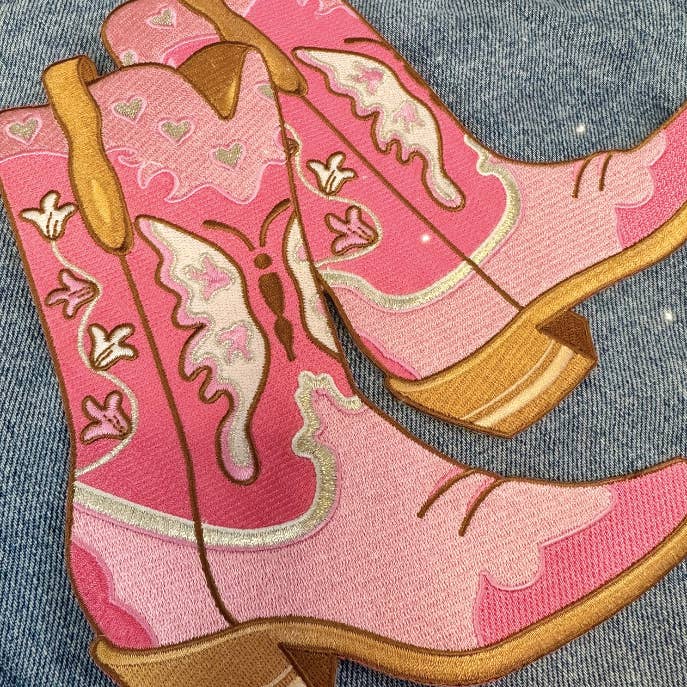 Wildflower + Co. – wholesale Patch – Pink Cowgirl XL Back Patches - Boot + Howdy