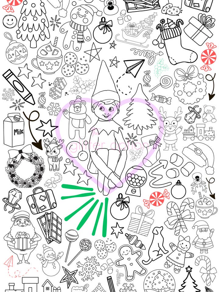 elf coloring page for wholesale by the glitter option