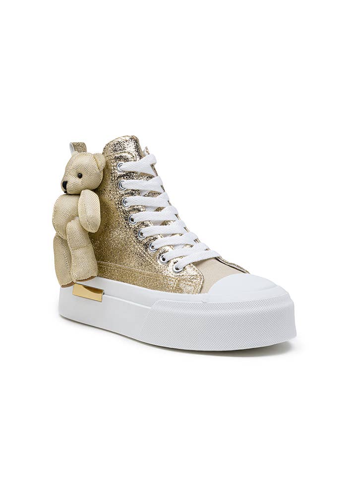 LADY GLORY - Wholesale Lifestyle trainers – Women′s - High-top sneakers with decorative teddy bear3