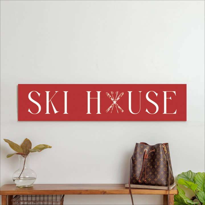Red Ski House Barnwood Sign for wholesale by Rustic Marlin