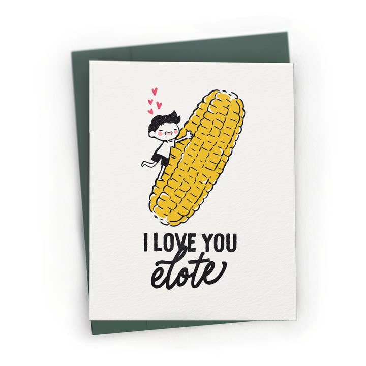 Love You Elote Pun (Boy) - A2 Valentine's Day Greeting Card for wholesale by Petty Paper Studio