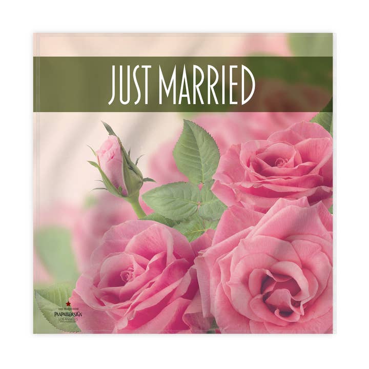 Pink Roses Just Married Cloth Dinner Napkin, 17''x17'' for wholesale by Paapaiii