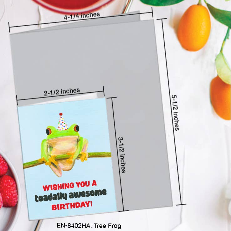 Printed Canvas - Wholesale Birthday Card - Tree Frog, Greeting Card (#8402HA)1
