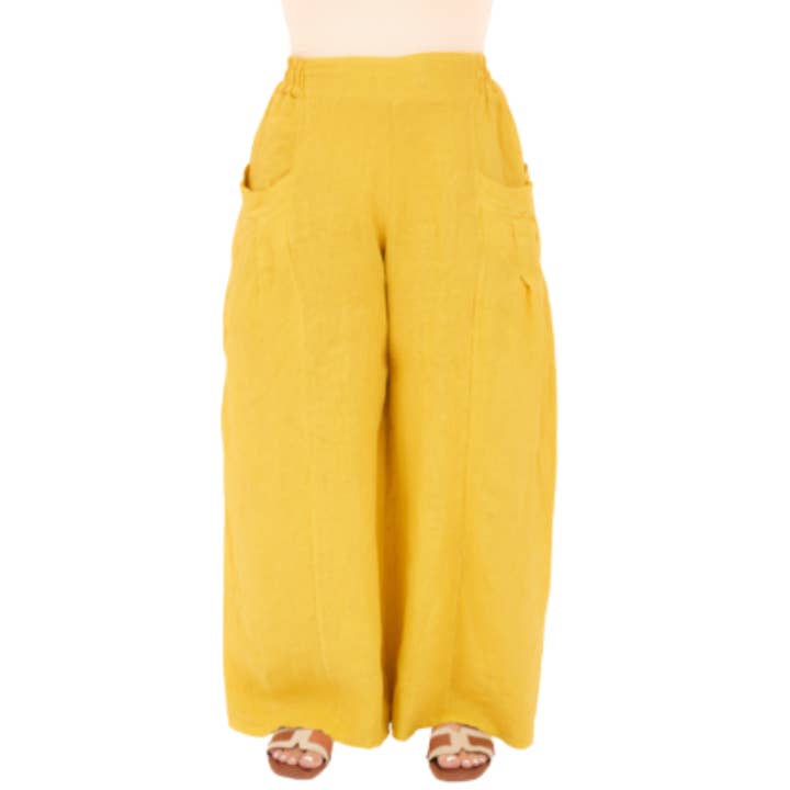 6649 Senape Vera May Italian Linen Pant for wholesale by VeraMay