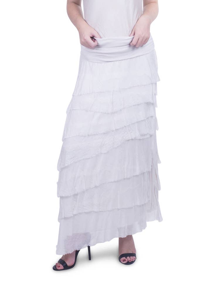 Gigi Moda - Vente Jupe – femme - Jupe volantée longue en soie56