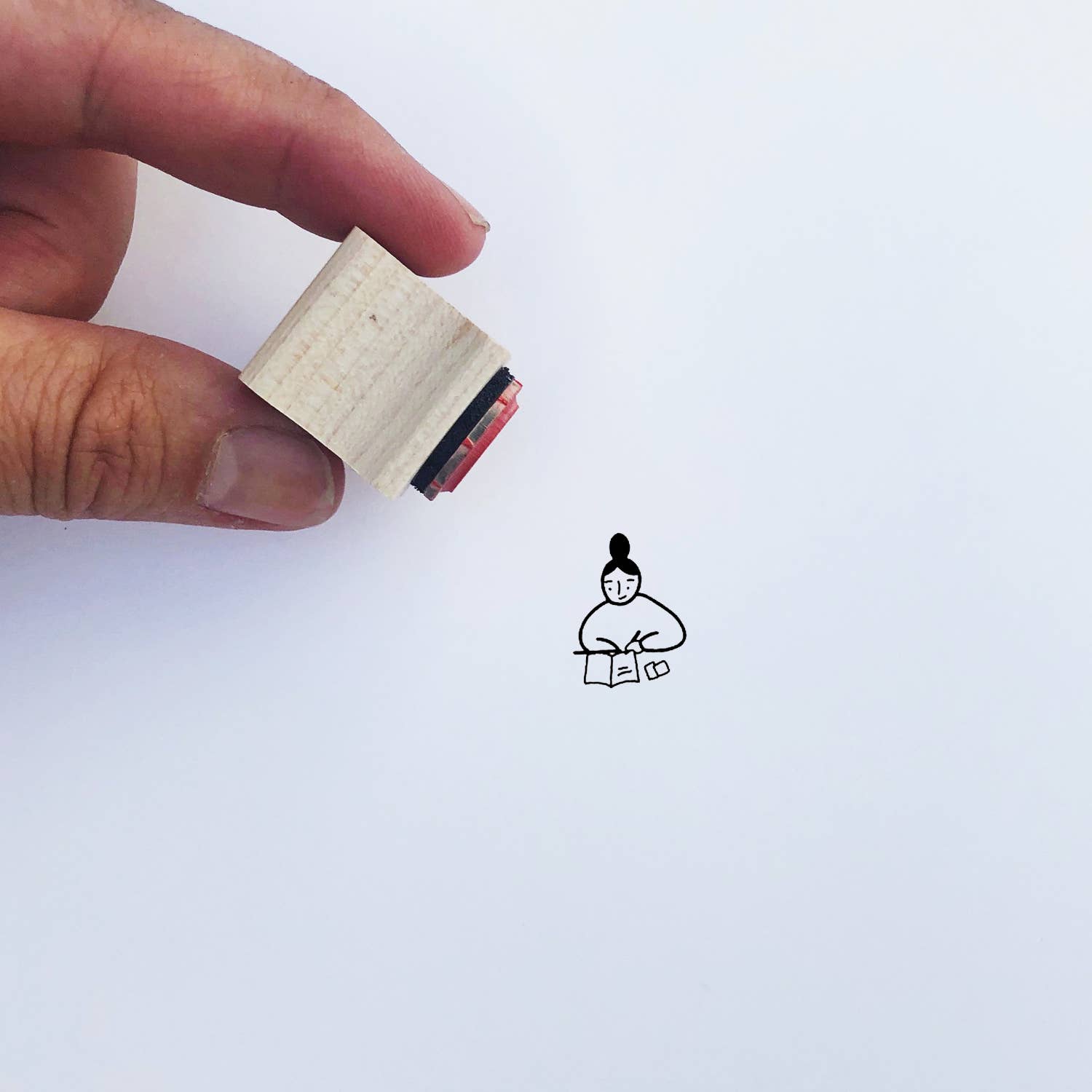 New Moon Paper Goods - Wholesale Rubber/Decorative Stamp - Journaling Girl MINI Icon Rubber Stamp0