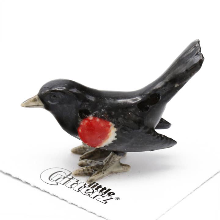 Marsh Red Winged Blackbird Porcelæn Miniature for engroshandel hos Little Critterz