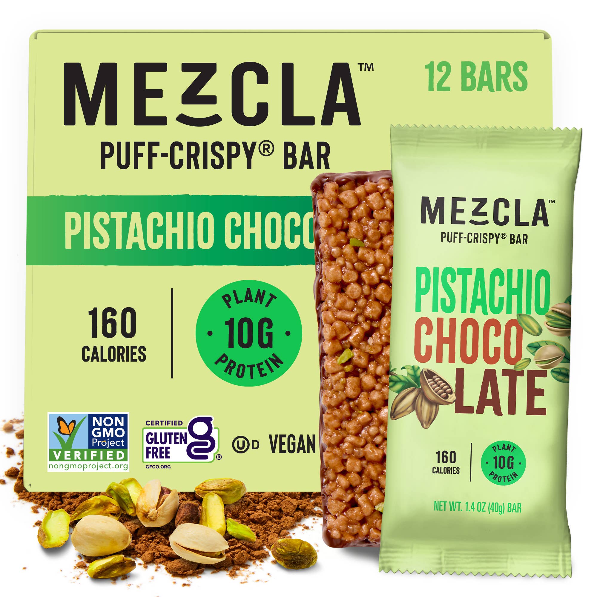 Mezcla - Wholesale Snack Bar - Pistachio Chocolate 12 Bar Pack ($1.73 / Bar)1