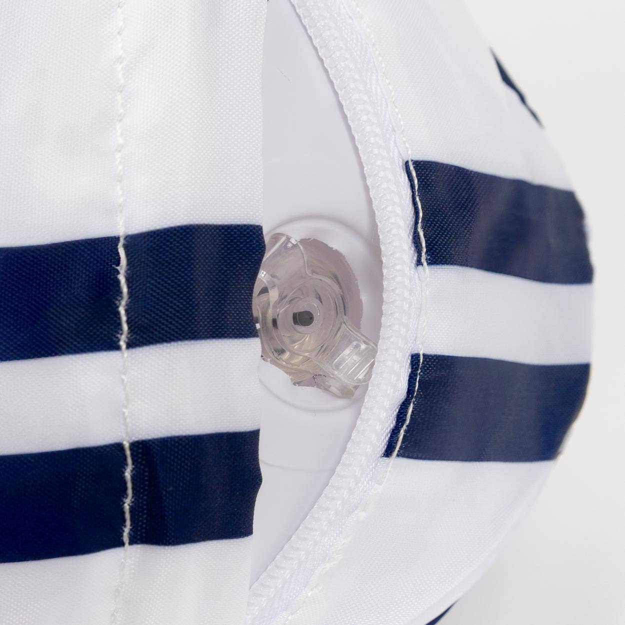 Flamingueo - Wholesale Beach Accessories - White inflatable floating armchair with blue stripes2