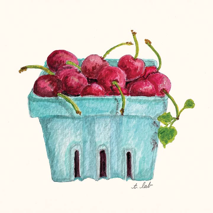 Tina Labadini Designs - Wholesale Coasters - pint of cherries coaster0